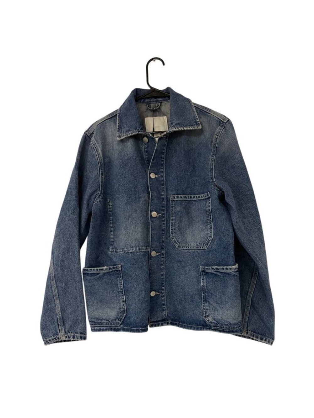 Zara Mens Denim Chore Jacket Small Blue Button Front Patch Pockets 6688/405 NWT